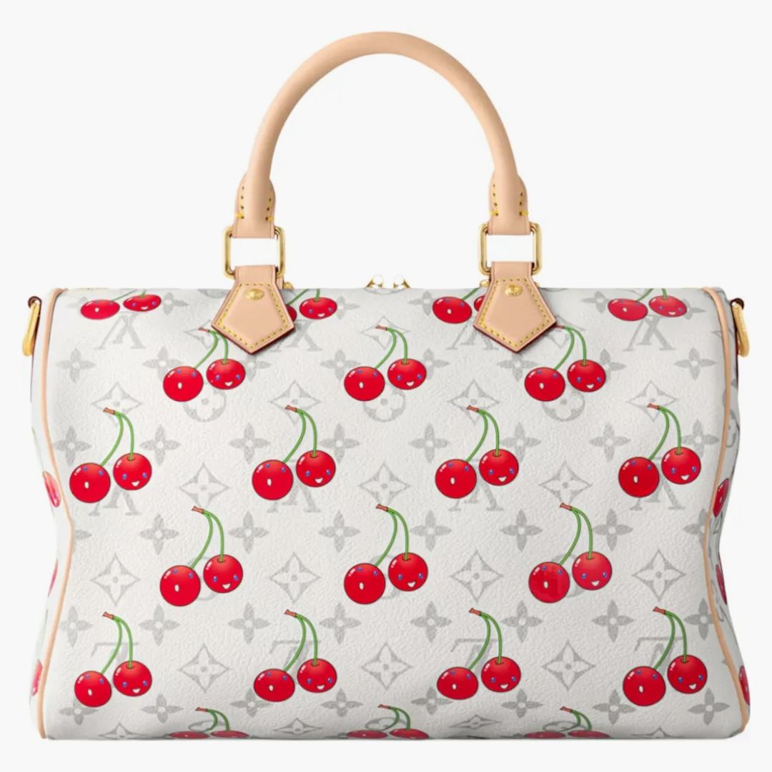 Louis Vuitton X Takashi Murakami Cherry Speedy Soft Bandouliere 30 White Monogram