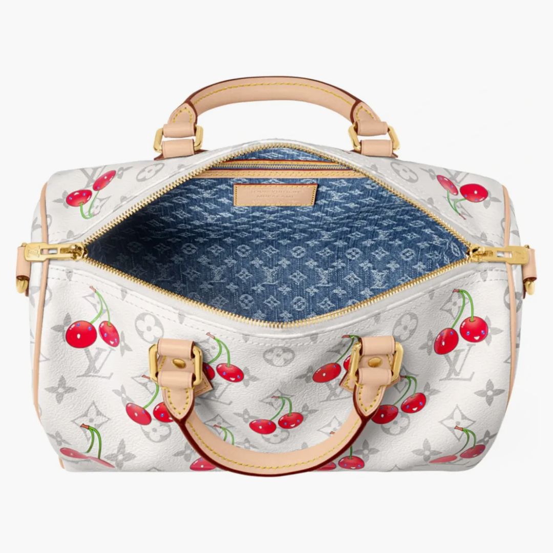 Louis Vuitton X Takashi Murakami Cherry Speedy Soft Bandouliere 30 White Monogram