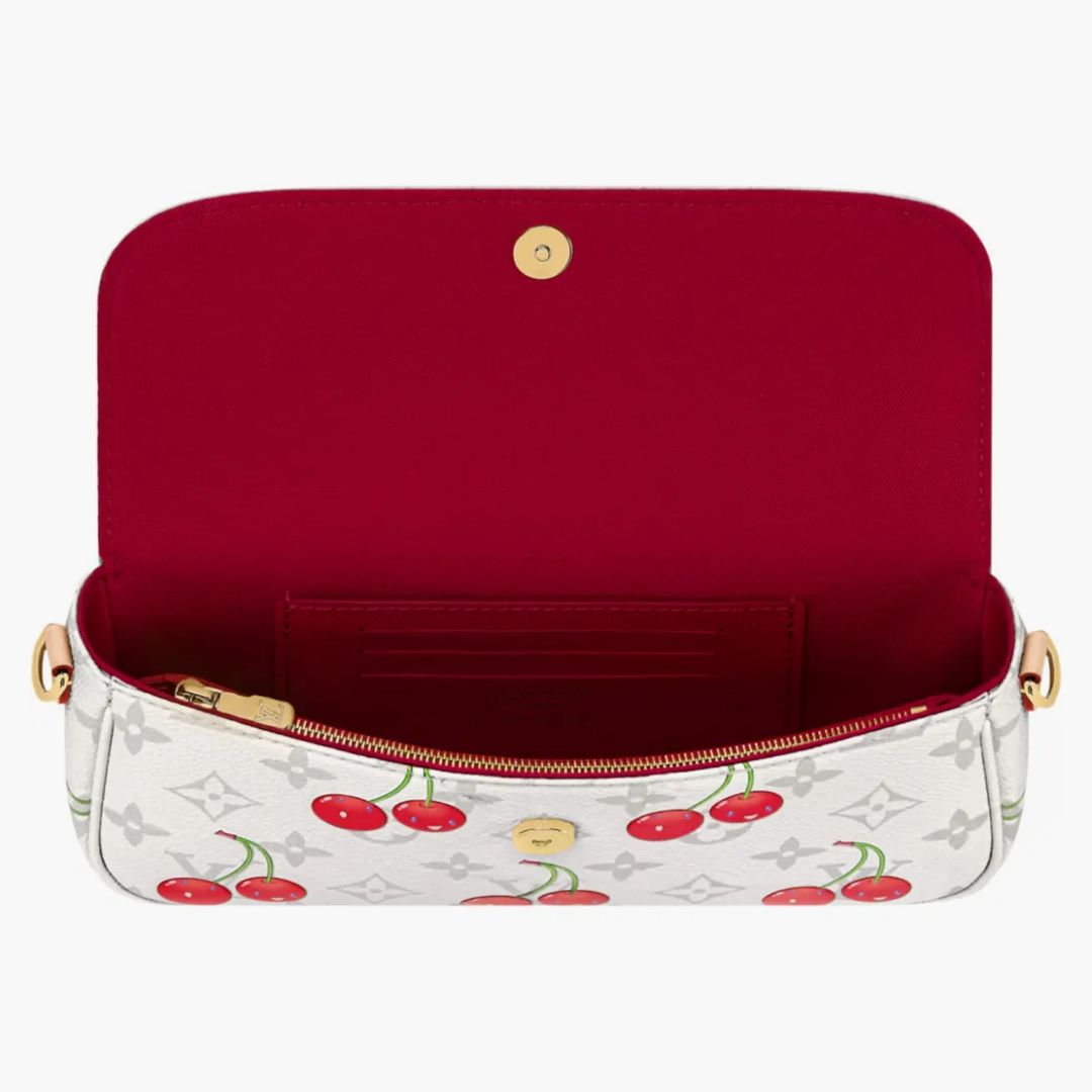 Louis Vuitton X Takashi Murakami Cherry Wallet On Chain Ivy White Monogram