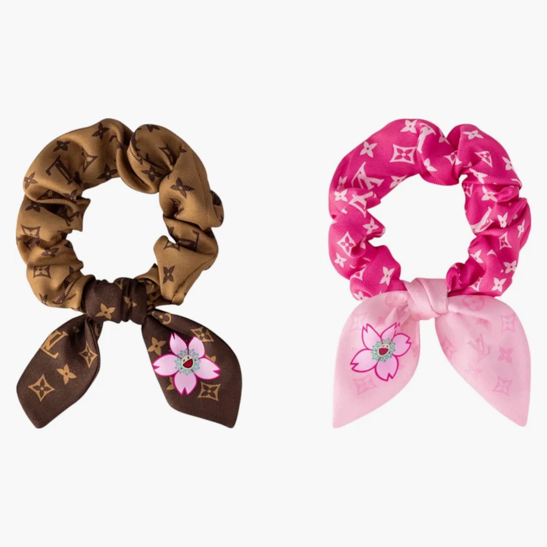 Louis Vuitton X Takashi Murakami Scrunchie Set Cherry Blossom Sakura Brown