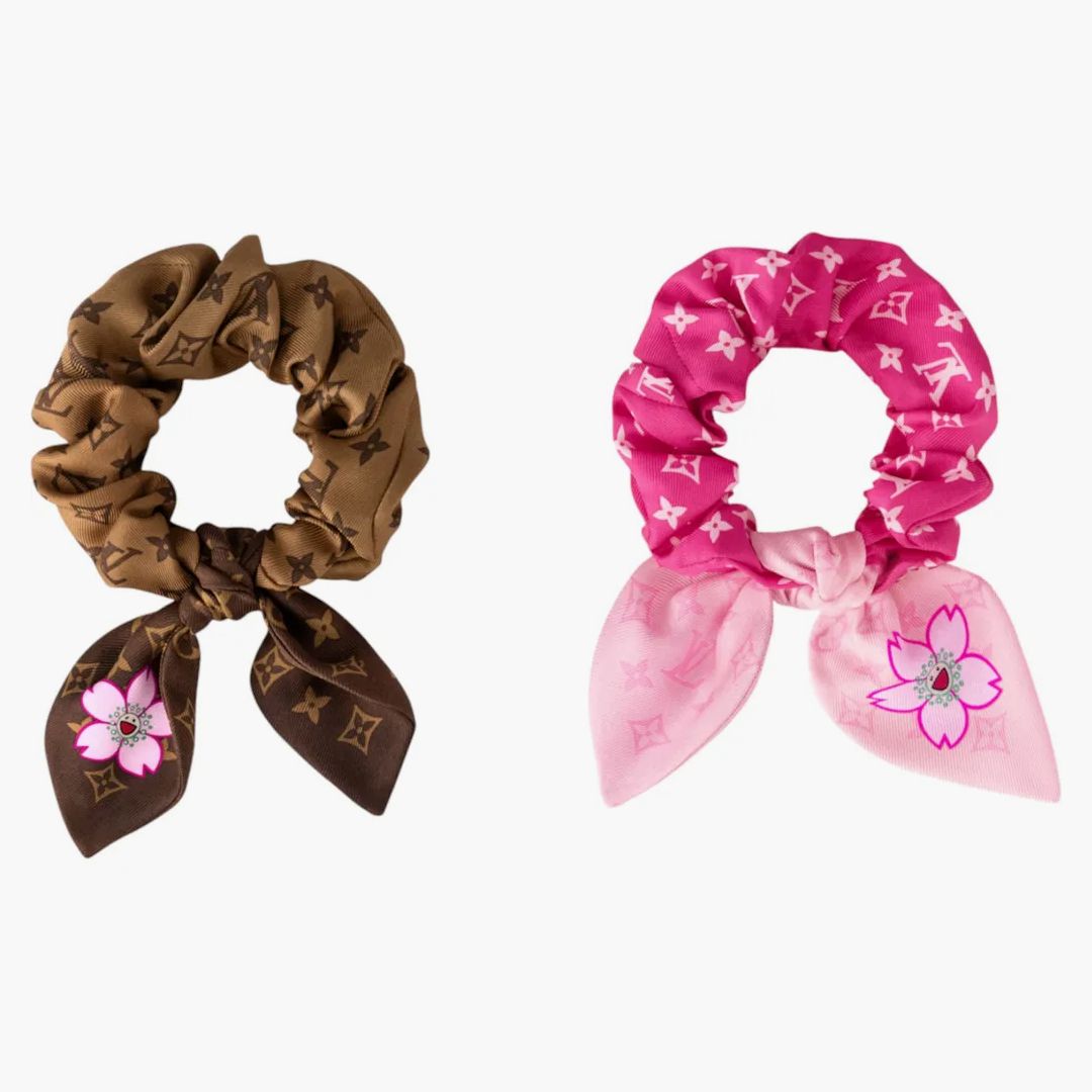 Louis Vuitton X Takashi Murakami Scrunchie Set Cherry Blossom Sakura Brown