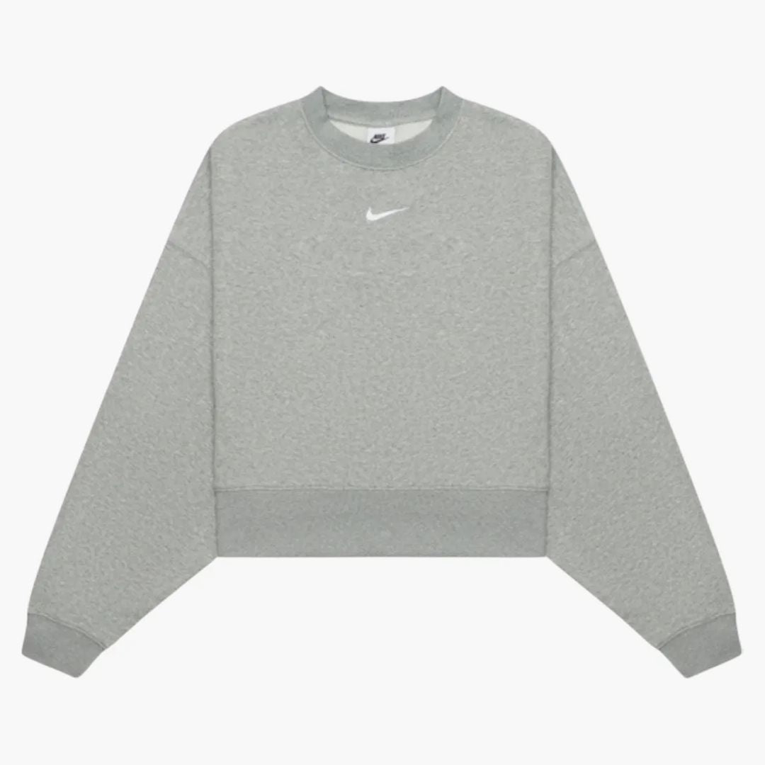 Nike Women's Small Swoosh Logo Plain Sweatshirt Grey