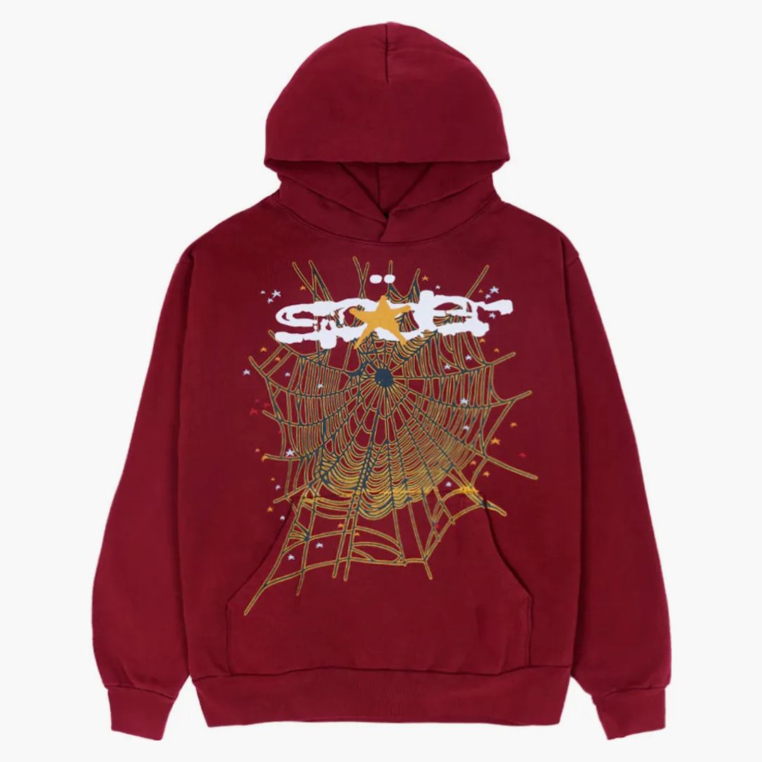 Sp5der Logo Hoodie Maroon