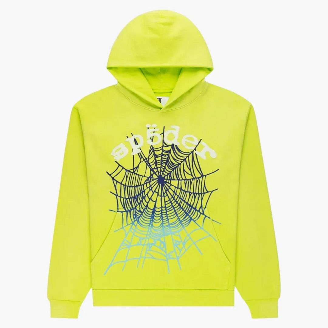 Sp5der Og Web V2 Gradient Hoodie Acid Green