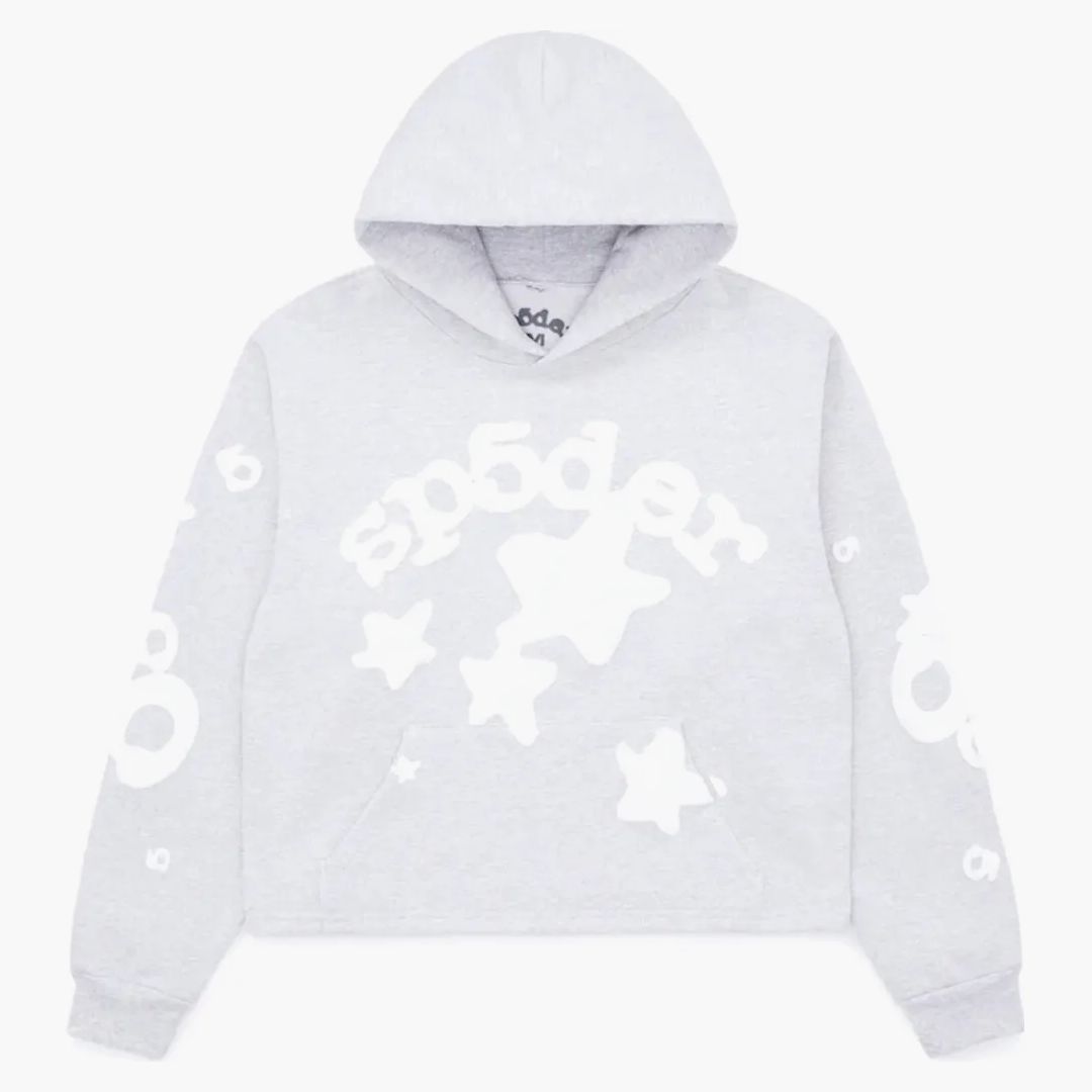 Sp5der Women's Cropped Beluga Hoodie Heather Grey