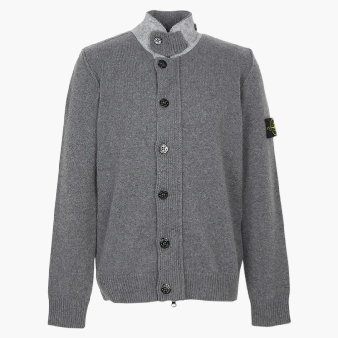 Stone Island Zip Up Cardigan Gray