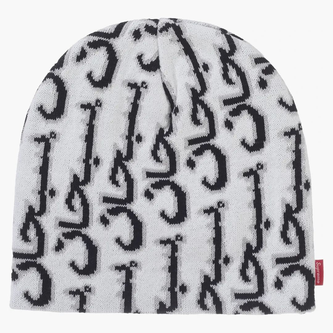 Supreme Arabic Jacquard Beanie White