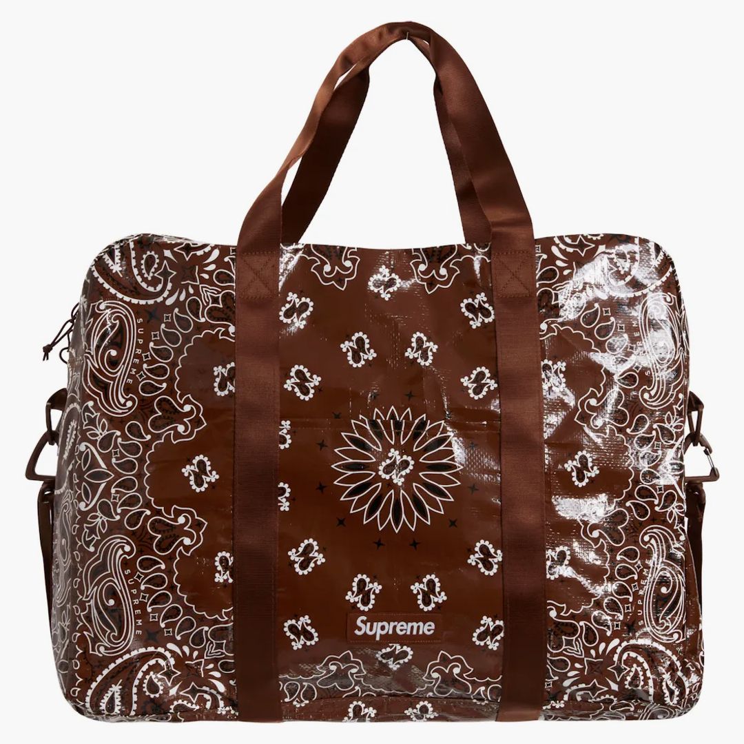 Supreme Bandana Tarp Large Duffle Bag Brown