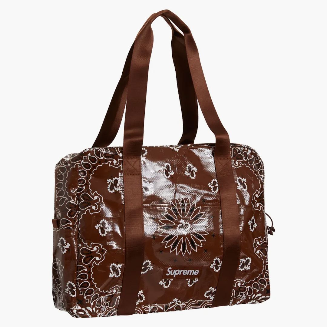 Supreme Bandana Tarp Small Duffle Bag Brown