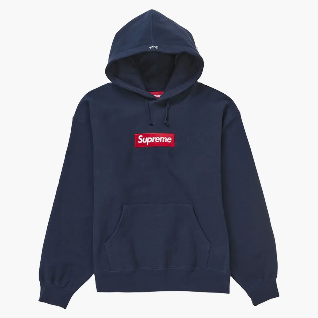 Supreme Box Logo Hooded Sweatshirt (fw24) Navy