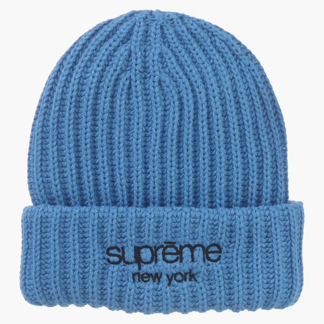Supreme Classic Logo Chunky Ribbed Beanie (fw24) Blue