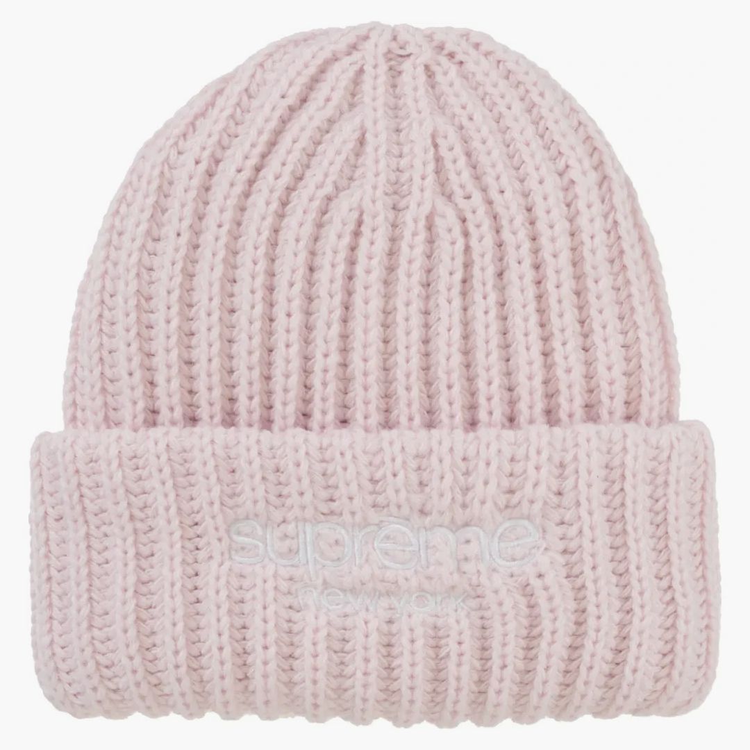 Supreme Classic Logo Chunky Ribbed Beanie (fw24) Light Pink