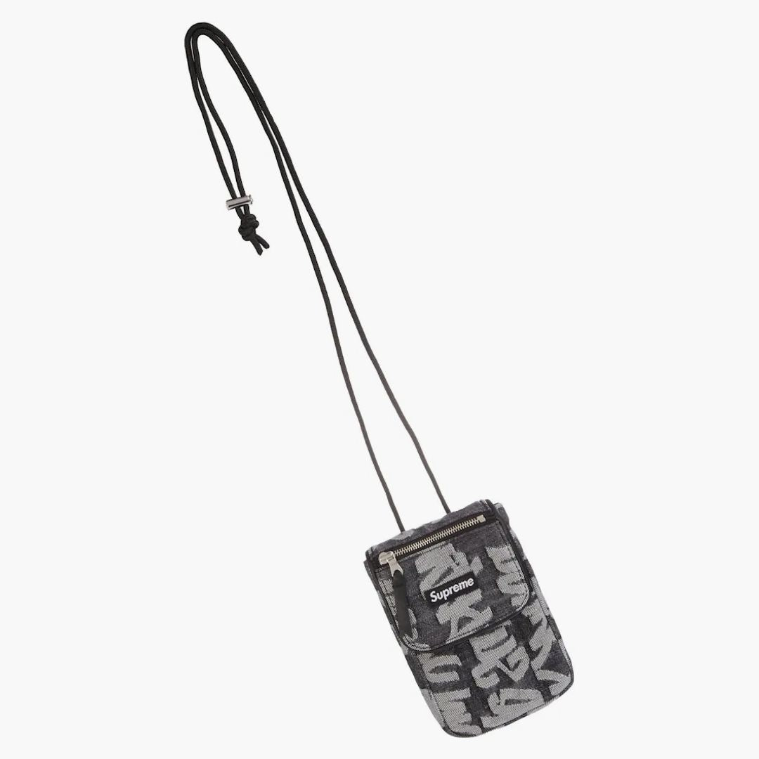 Supreme Fat Tip Jacquard Denim Neck Pouch Black