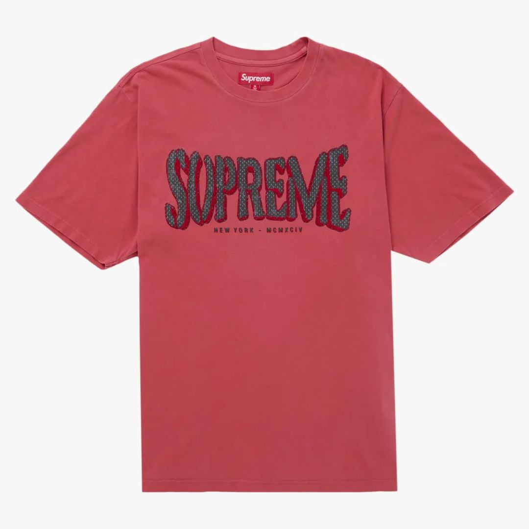 Supreme Flocked Washed S/s Top Red