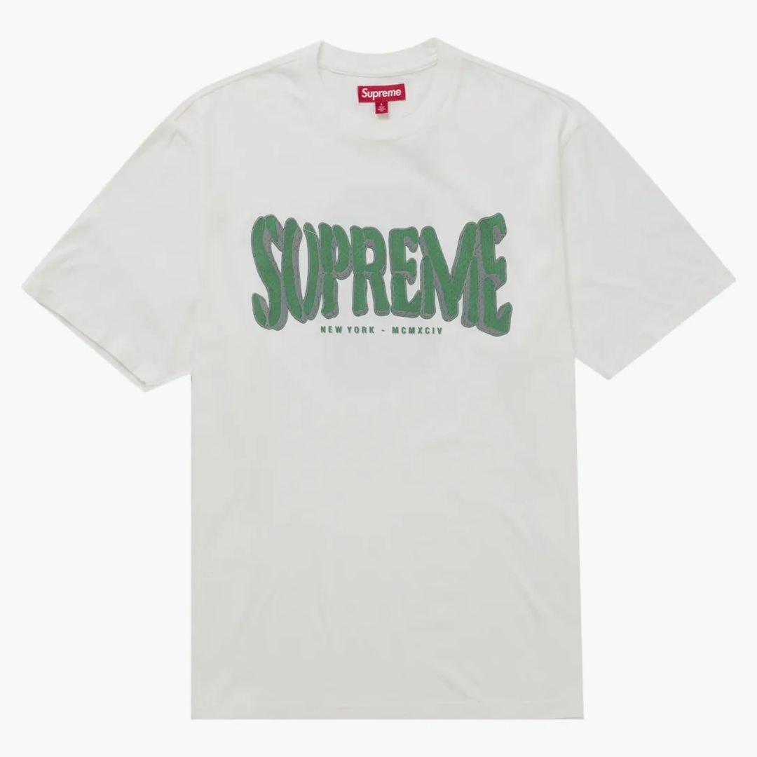 Supreme Flocked Washed S/s Top White