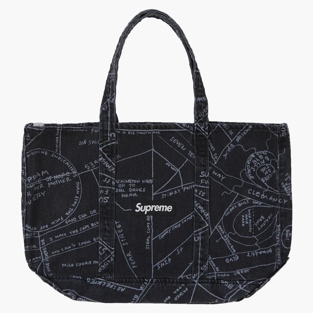 Supreme Gonz Map Denim Tote Washed Black