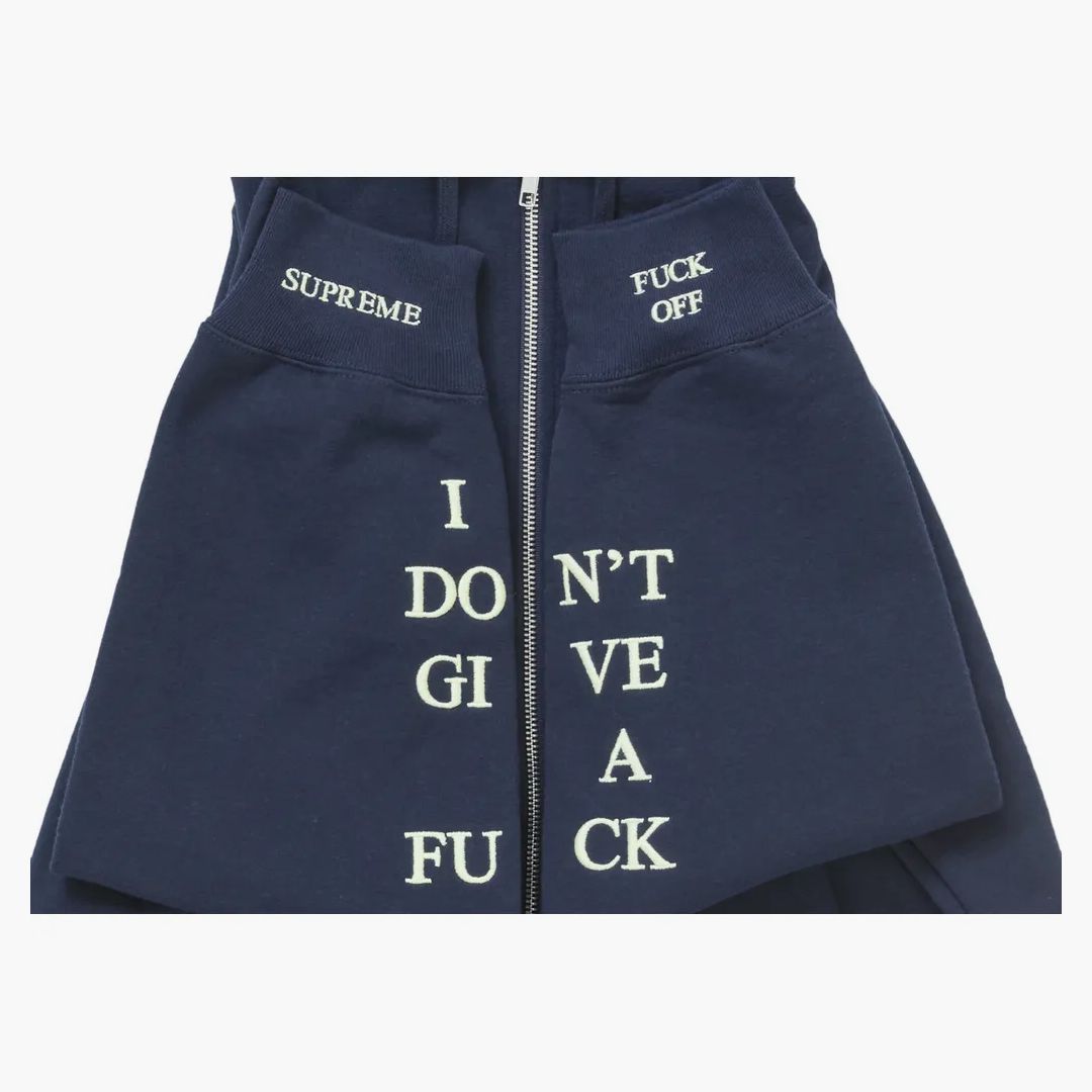Supreme Idgaf Zip Up Hooded Sweatshirt Navy