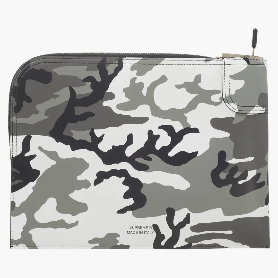 Supreme Leather Money Bag Snow Camo