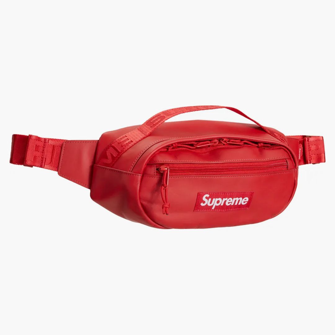 Supreme Leather Waist Bag Red