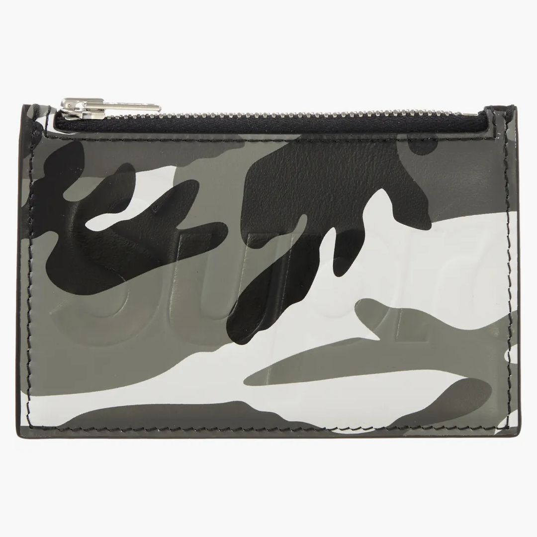 Supreme Leather Zip Card Holder Snow Camo