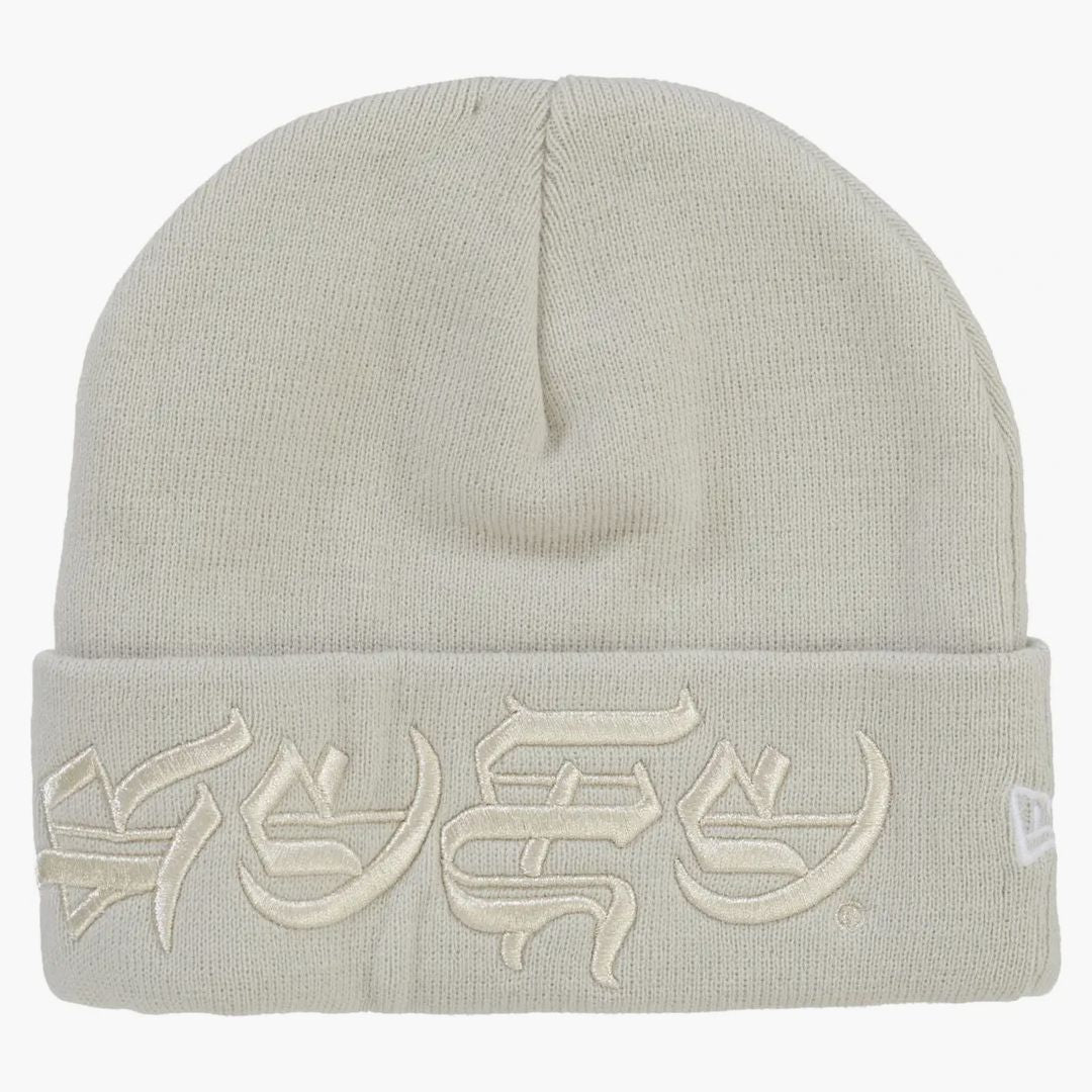 Supreme New Era Blackletter Beanie Stone