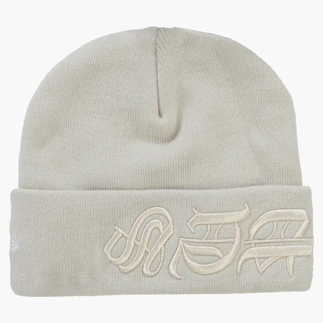 Supreme New Era Blackletter Beanie Stone