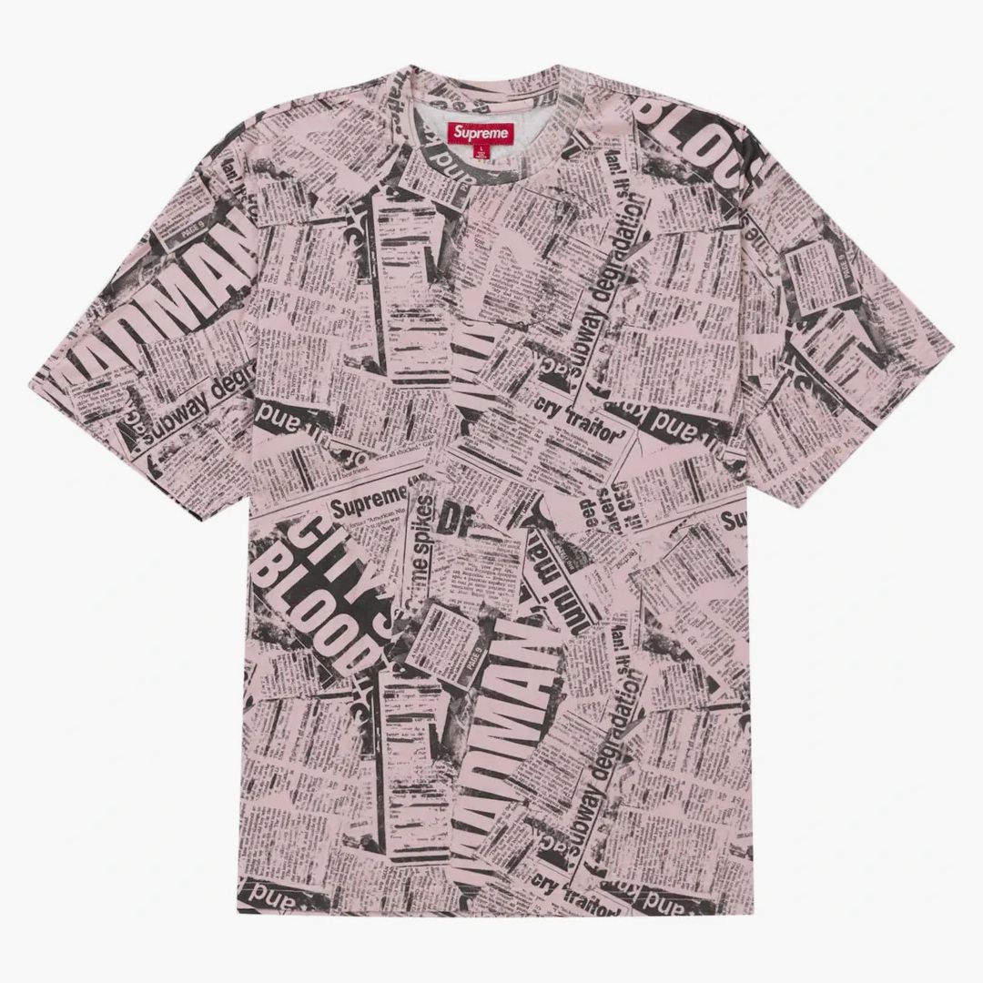 Supreme Newspaper S/s Top Pink