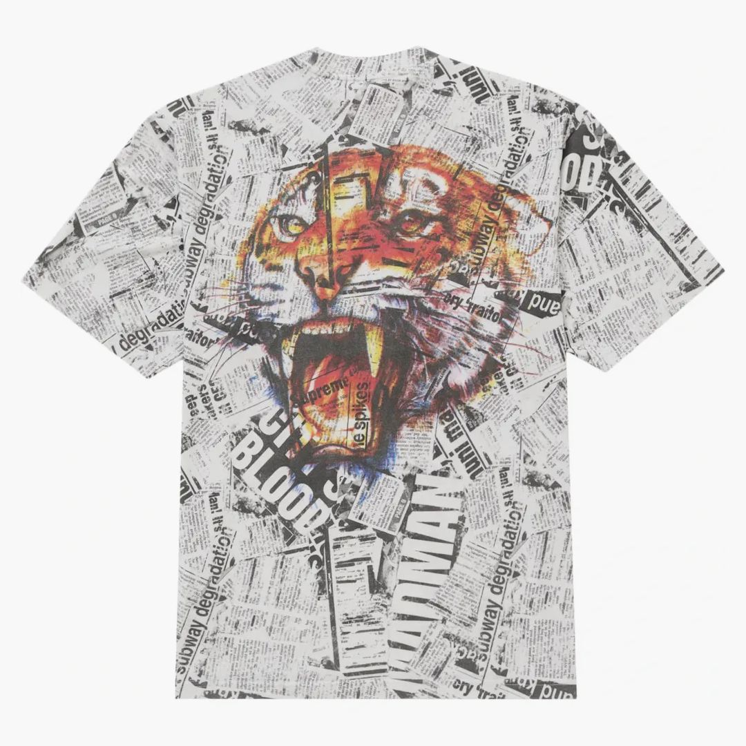 Supreme Newspaper S/s Top White