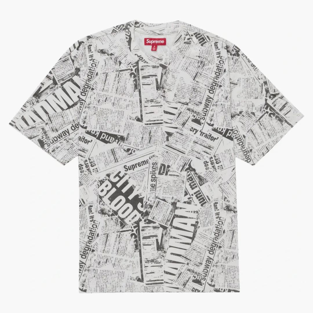 Supreme Newspaper S/s Top White