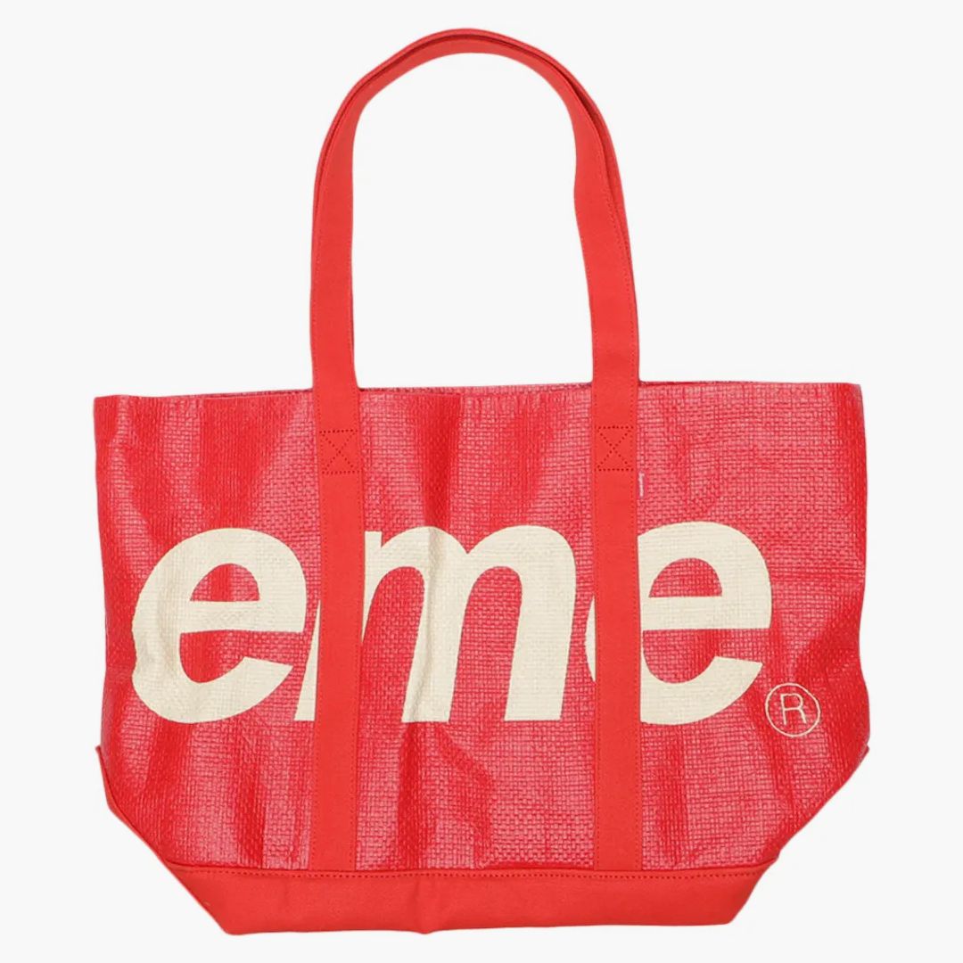 Supreme Raffia Tote Red