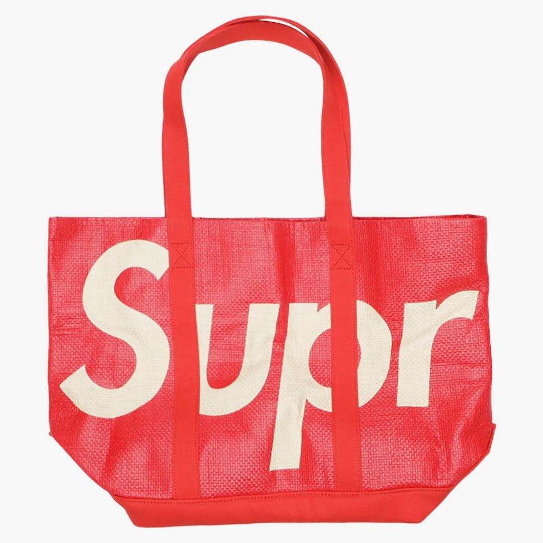 Supreme Raffia Tote Red