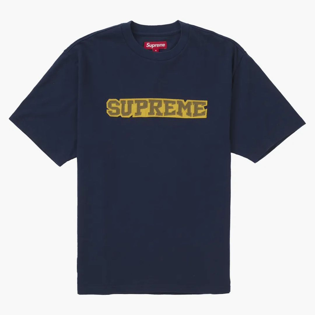 Supreme Satin Appliqué S/s Top Navy