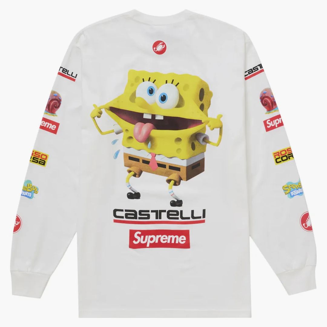 Supreme Spongebob/castelli Racing L/s Tee White